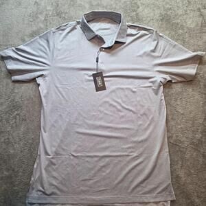 ZIRE Polo Shirt Mens M Gray Solid Stretch Jersey Knit Performance Golf Casual